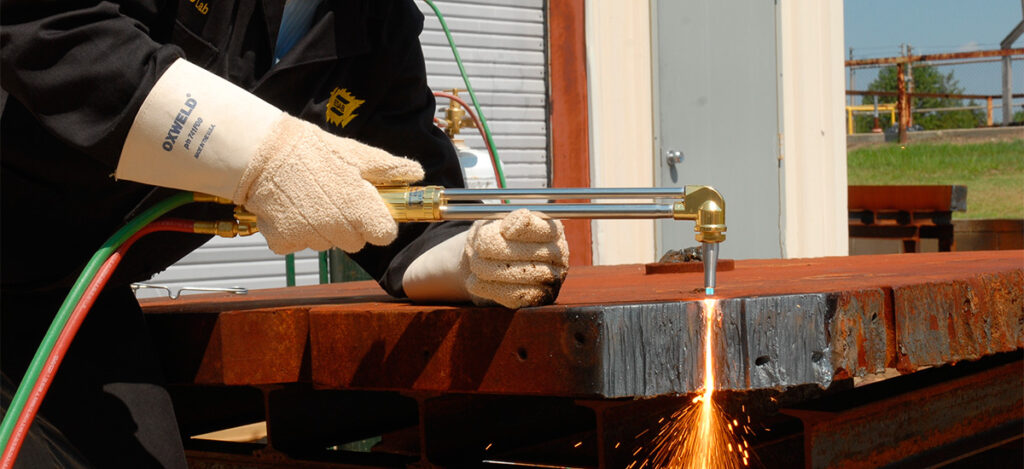 plasma torch during metal cutting