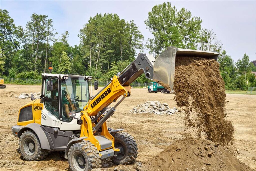 telescopic wheel loader on the road 