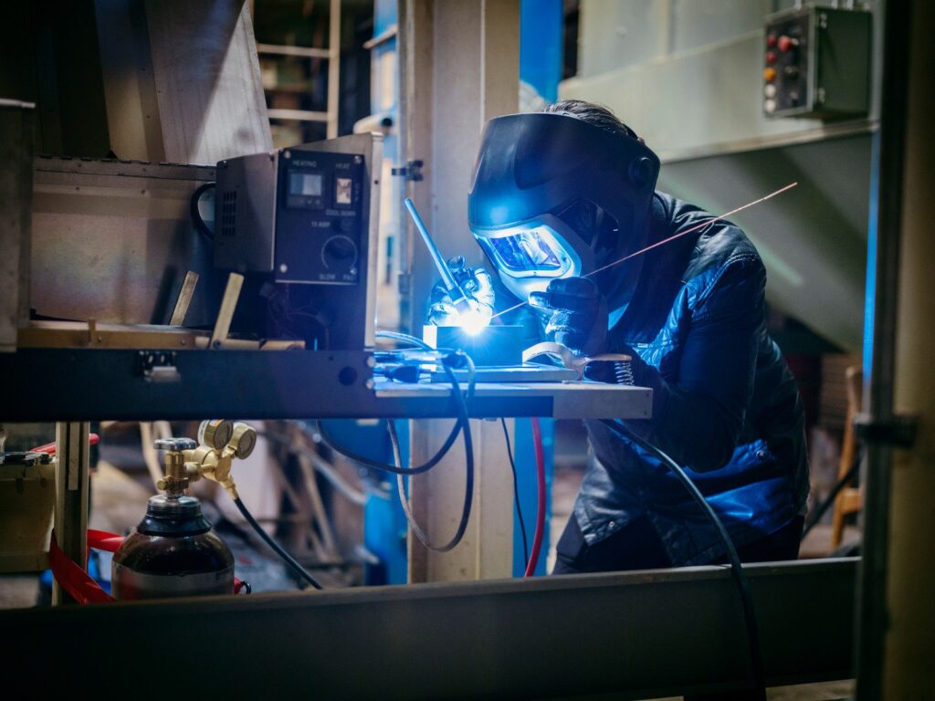 welding machine in operation