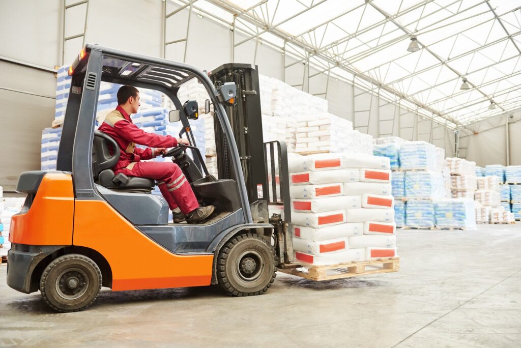 ERGON logo on a forklift truck background